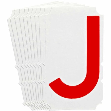Brady Quik-Align 5160 Series Polyester 4 in Lbl Legend: J Red 10PK 5160P-J